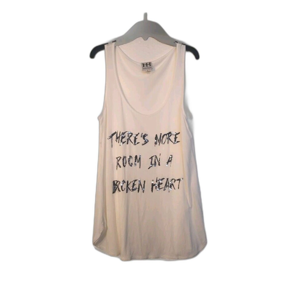 Haute Hippie Theses More Room In A Broken Heart Embellished Graphic Tee Tank M
